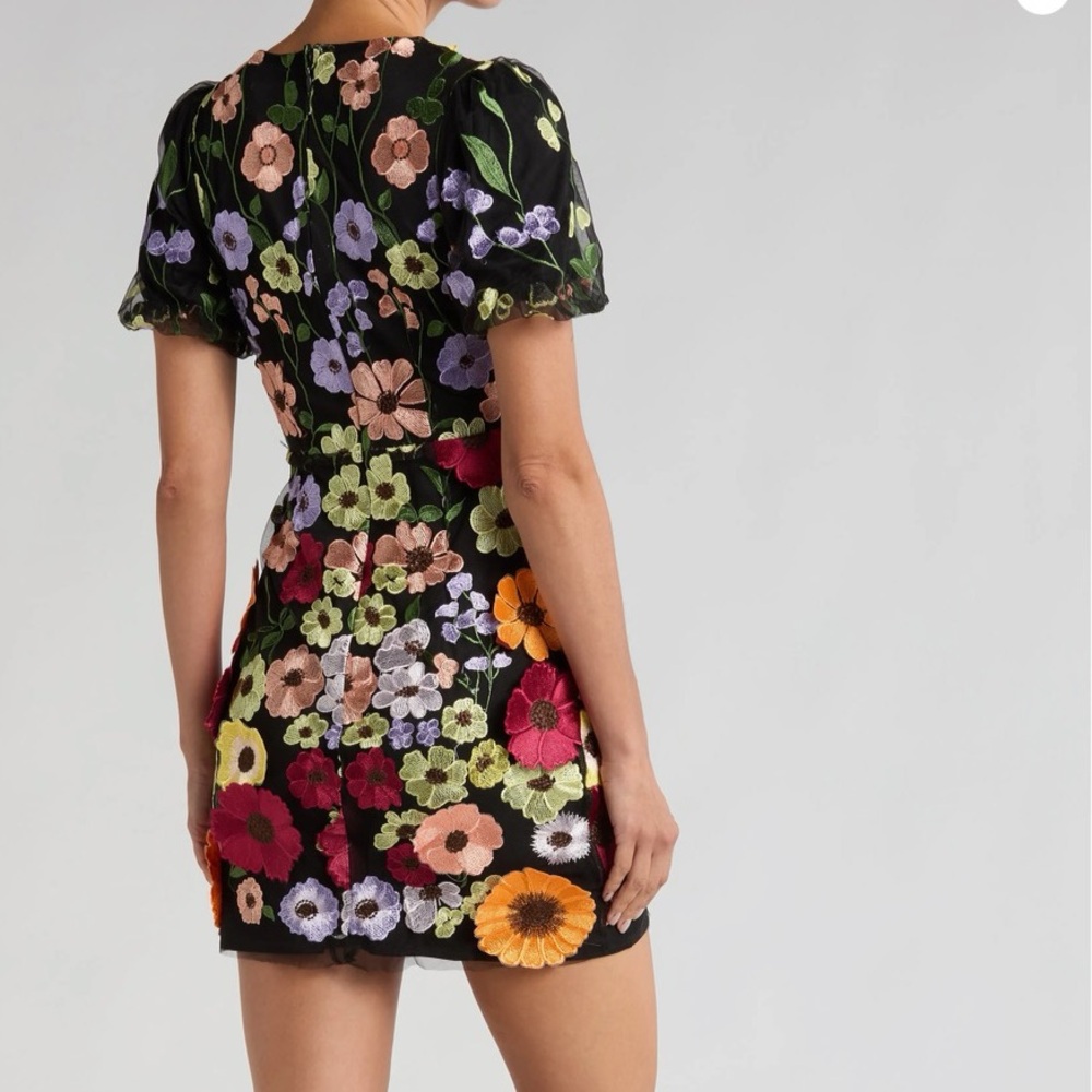 Adelyn Rae Pink and Yellow Puff Sleeve Mini Dress - Picture 4 of 6